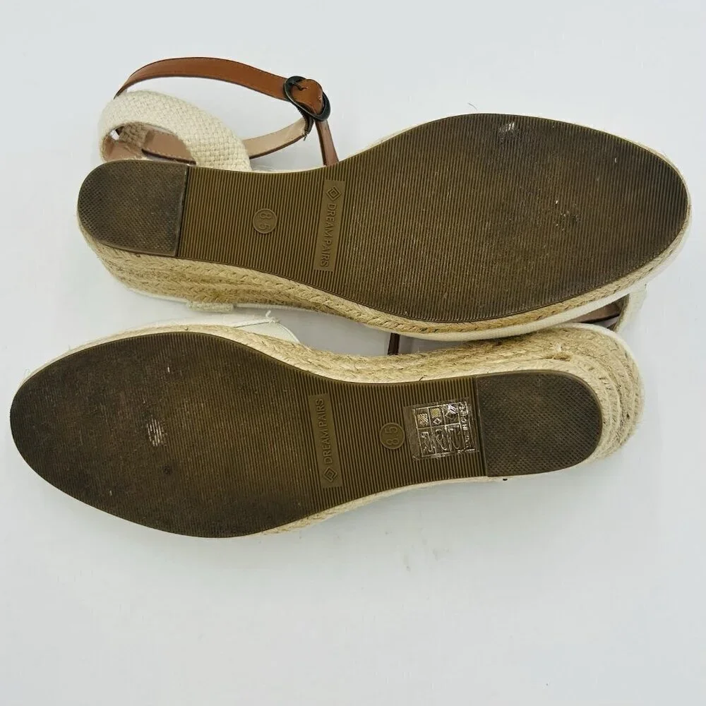 DREAM PAIRS Women's Closed Toe Size 8.5 Ankle Strap Espadrilles Wedge Sandals